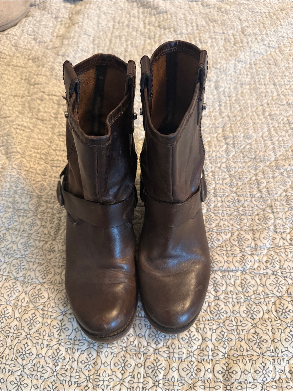 Gianni Bini Brown Leather Harness Mid-Calf Boots